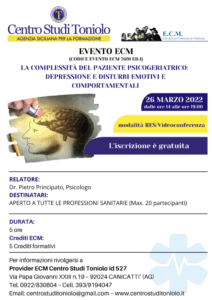 Scopri di più sull'articolo EVENTO ECM (modalità RES/videoconferenza) – 26 MARZO 2022