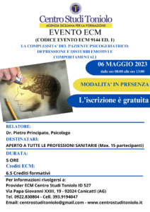 Scopri di più sull'articolo EVENTO ECM – 06 MAGGIO 2023 (in presenza)