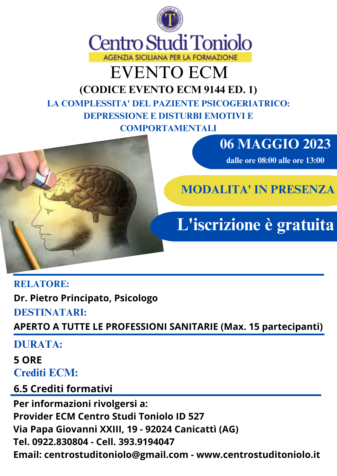 Scopri di più sull'articolo EVENTO ECM – 06 MAGGIO 2023 (in presenza)