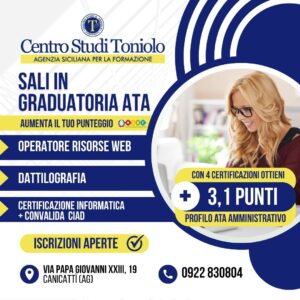 Scopri di più sull'articolo Graduatorie ATA: Fino a 3,1 Punti in Più con i Pacchetti Formativi del Centro Studi Toniolo