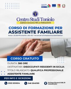 Scopri di più sull'articolo Nuovo Corso Gratuito per Assistente Familiare: Formazione e Qualifica per Disoccupati in Sicilia