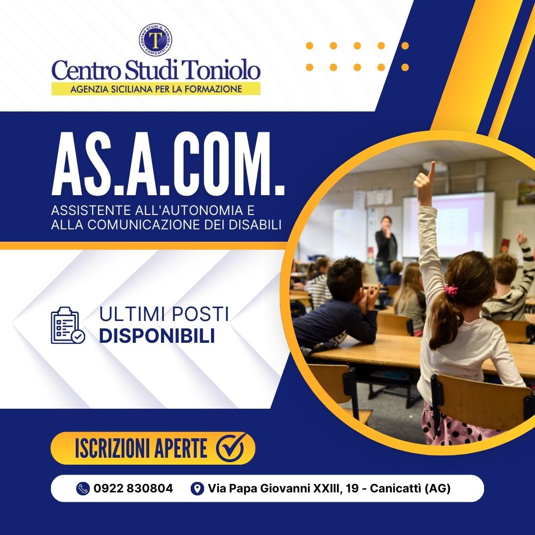 Iscrizioni aperte al Corso per Assistente all'Autonomia e alla Comunicazione dei Disabili (AS.A.COM.)