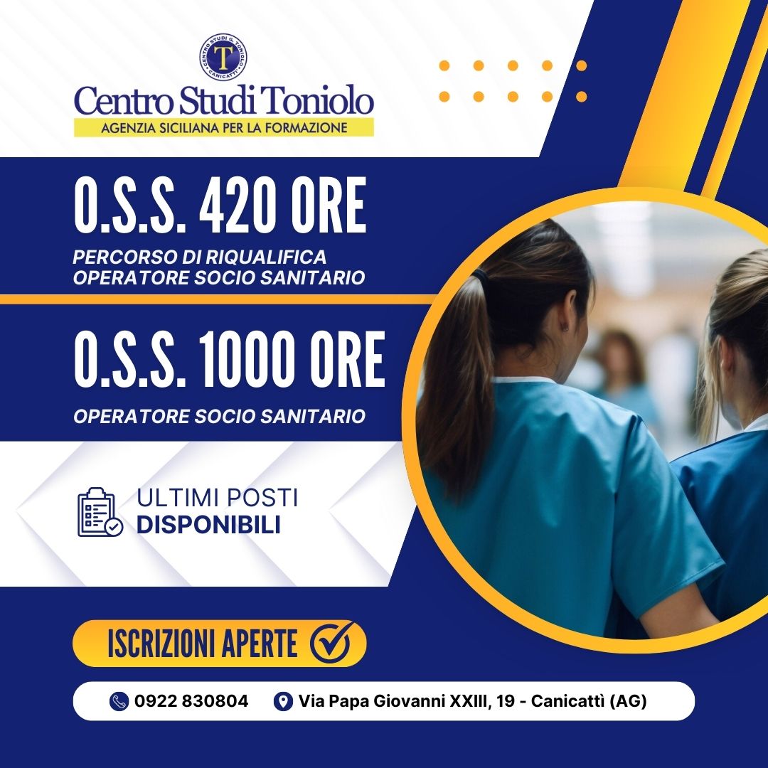 Iscrizioni aperte ai Corsi per Operatore Socio Sanitario (O.S.S.)